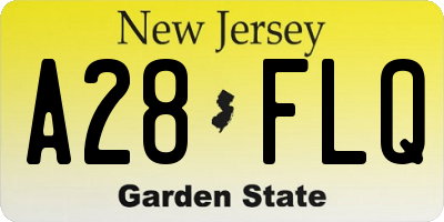 NJ license plate A28FLQ