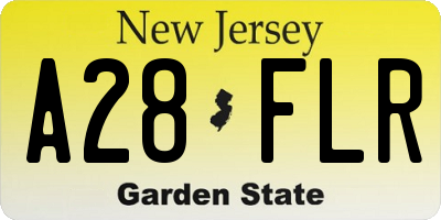 NJ license plate A28FLR