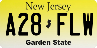 NJ license plate A28FLW