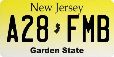 NJ license plate A28FMB