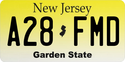 NJ license plate A28FMD