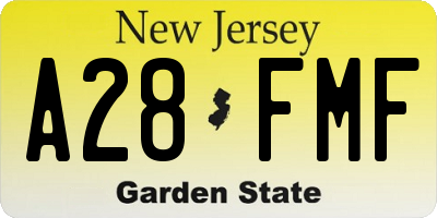 NJ license plate A28FMF