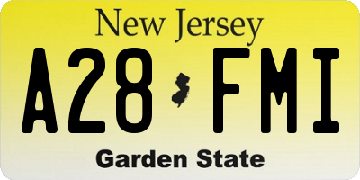 NJ license plate A28FMI