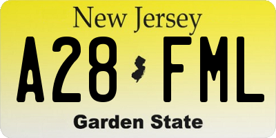 NJ license plate A28FML