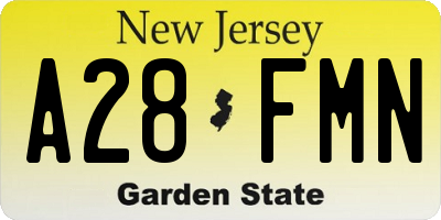NJ license plate A28FMN
