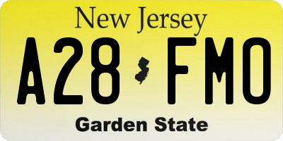 NJ license plate A28FMO