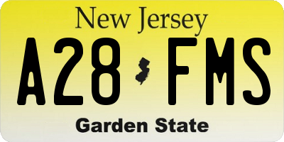 NJ license plate A28FMS