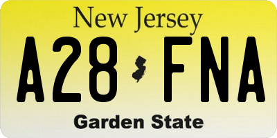 NJ license plate A28FNA
