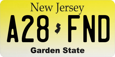 NJ license plate A28FND
