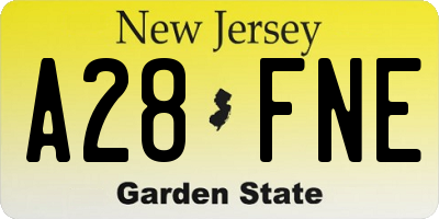 NJ license plate A28FNE