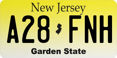 NJ license plate A28FNH
