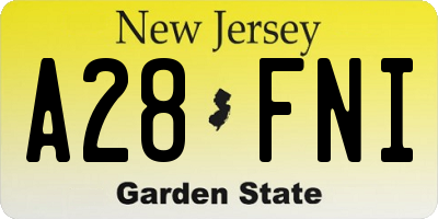 NJ license plate A28FNI