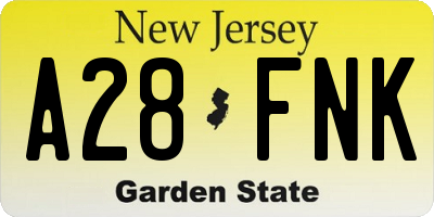 NJ license plate A28FNK