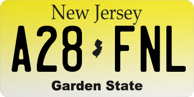 NJ license plate A28FNL