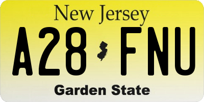 NJ license plate A28FNU