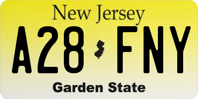 NJ license plate A28FNY
