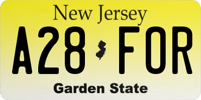 NJ license plate A28FOR