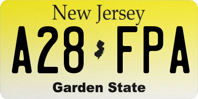 NJ license plate A28FPA