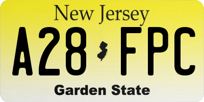 NJ license plate A28FPC