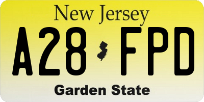 NJ license plate A28FPD