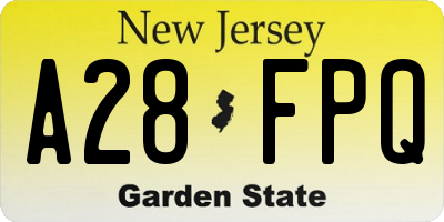 NJ license plate A28FPQ