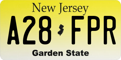 NJ license plate A28FPR