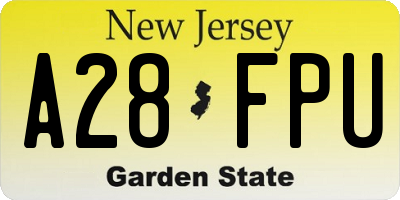 NJ license plate A28FPU