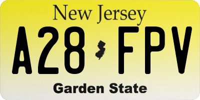 NJ license plate A28FPV