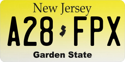 NJ license plate A28FPX