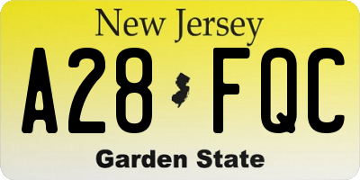 NJ license plate A28FQC