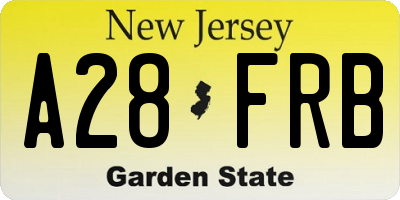 NJ license plate A28FRB
