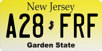 NJ license plate A28FRF