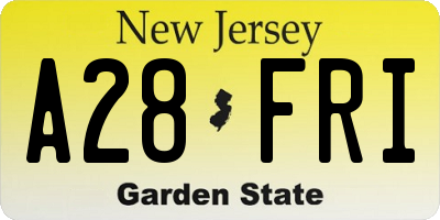 NJ license plate A28FRI