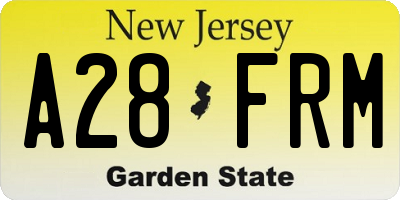 NJ license plate A28FRM