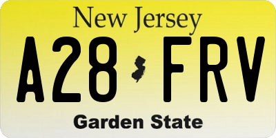 NJ license plate A28FRV