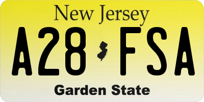 NJ license plate A28FSA