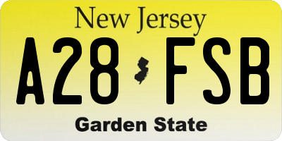 NJ license plate A28FSB