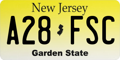 NJ license plate A28FSC