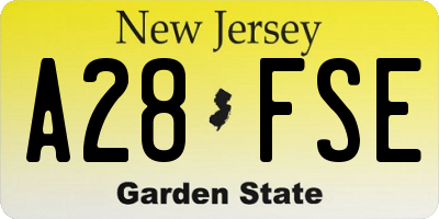 NJ license plate A28FSE