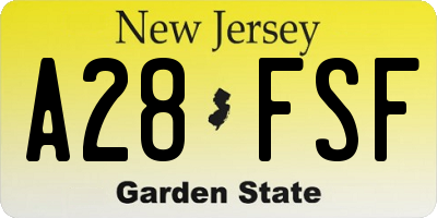 NJ license plate A28FSF