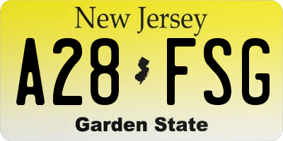 NJ license plate A28FSG