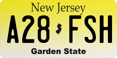 NJ license plate A28FSH
