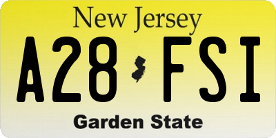 NJ license plate A28FSI
