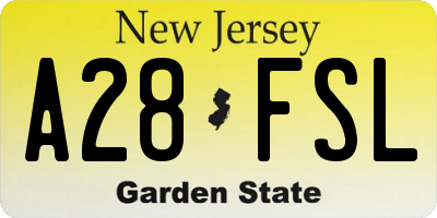 NJ license plate A28FSL