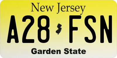 NJ license plate A28FSN