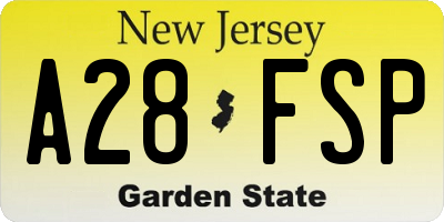 NJ license plate A28FSP