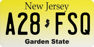 NJ license plate A28FSQ