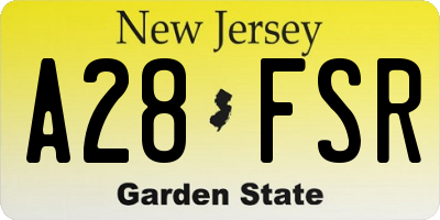 NJ license plate A28FSR