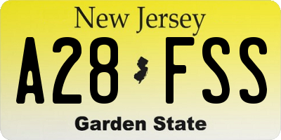 NJ license plate A28FSS
