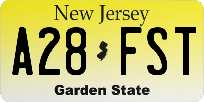NJ license plate A28FST